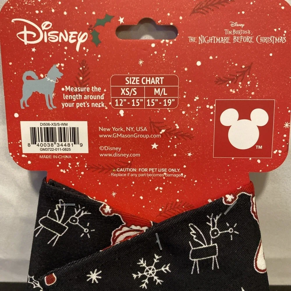 Disney The Nightmare Before‎ Christmas Holiday Pet Bandana XS/S  12-15